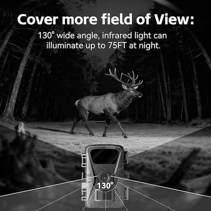 Trail Camera, 2026 New Upgrade 32MP 0.1S Trigger Motion Activated, Game Camera with Night Vision IP66 Waterproof 130 Cam Lens for Outdoor Wildlife Monitoring Home Security, Gifts for Men