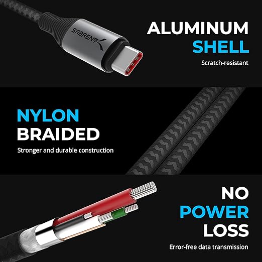 SABRENT USB C to USB C Charging Cable with Smart Display, 1M/3.3FT Long, E-Marker Chip, 100W Charging and 480Mbps Data Transfer Speeds, for Laptops, Smartphones, Tablets (CB-C2C1)