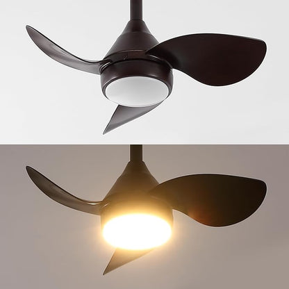 OVAL AIR AIR8000C Albini 22" Contemporary Minimalist 6-Speed Metal Mobile-App/Remote-Controlled Dimmable Smart Integrated LED Ceiling Fan for Living Room, Bedroom, Office, Olympic Dark Walnut