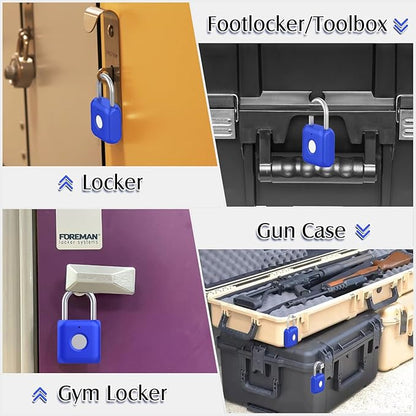 Pothunder Fingerprint Padlock, Smart Padlock, Locker Lock, Fingerprint Lock with APP Unlock, USB Rechargeable, Suitable for Gym Locker, Locker(Sapphire Blue)