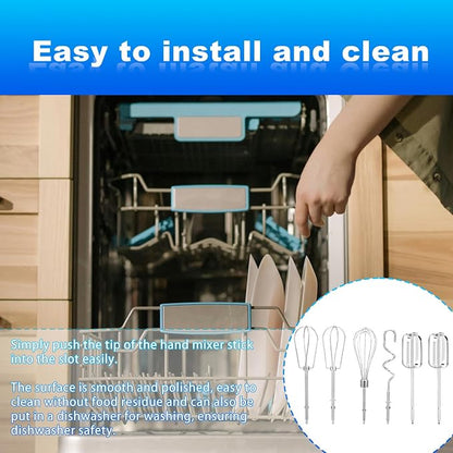 6pcs Hand Mixer Beaters Attachment for MX600B MX3200B MX600R MX1500W MX610B | Stainless Steel Hand Mixer Beaters Attachments Whisk Replacement for MX Series Electric Hand Mixers for Cooking and Baking