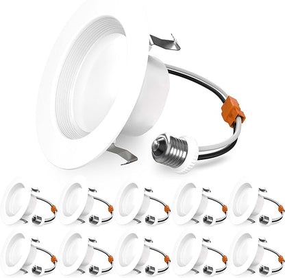 Sunco 10 Pack 4 Inch LED Recessed Lights, Retrofit Can Light for Ceiling, Baffle Trim, 660 LM, 11W (60W Equivalent), 5000K Daylight, Dimmable, Damp Rated ETL
