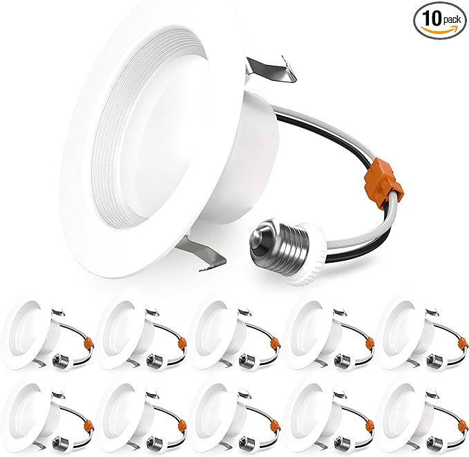 Sunco 10 Pack 4 Inch LED Recessed Lights, Retrofit Can Light for Ceiling, Baffle Trim, 660 LM, 11W (60W Equivalent), 6000K Daylight Deluxe, Dimmable, Damp Rated ETL.
