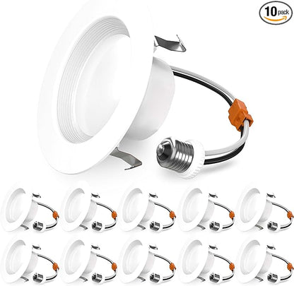 Sunco 10 Pack 4 Inch LED Recessed Lights, Retrofit Can Light for Ceiling, Baffle Trim, 660 LM, 11W (60W Equivalent), 6000K Daylight Deluxe, Dimmable, Damp Rated ETL.