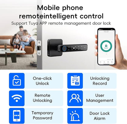 Smart Door Knob with Key & Keypad, Biometric Fingerprint Door Lock