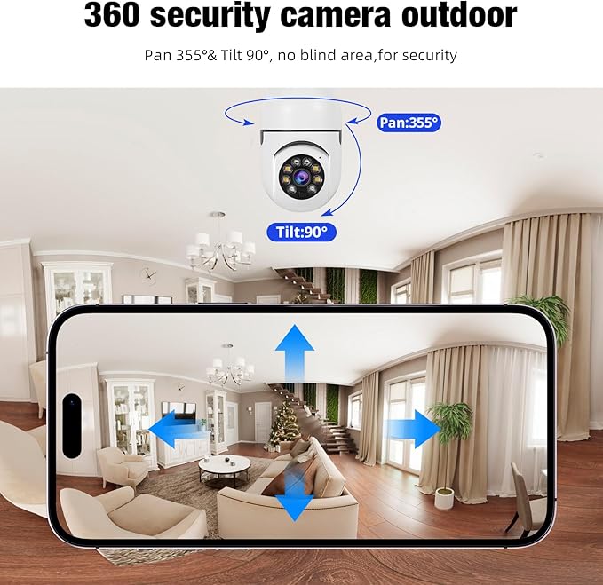 TOWODE 2K Light Bulb Security Camera Outdoor 2 Packs, 2.4GHz Wi-Fi Wireless Home Security Camera with 2 Way Talk, Color Night Vision, AI Human Detection, E27 Screw in Light Socket