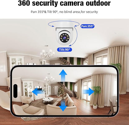 TOWODE 2K Light Bulb Security Camera Outdoor 2 Packs, 2.4GHz Wi-Fi Wireless Home Security Camera with 2 Way Talk, Color Night Vision, AI Human Detection, E27 Screw in Light Socket