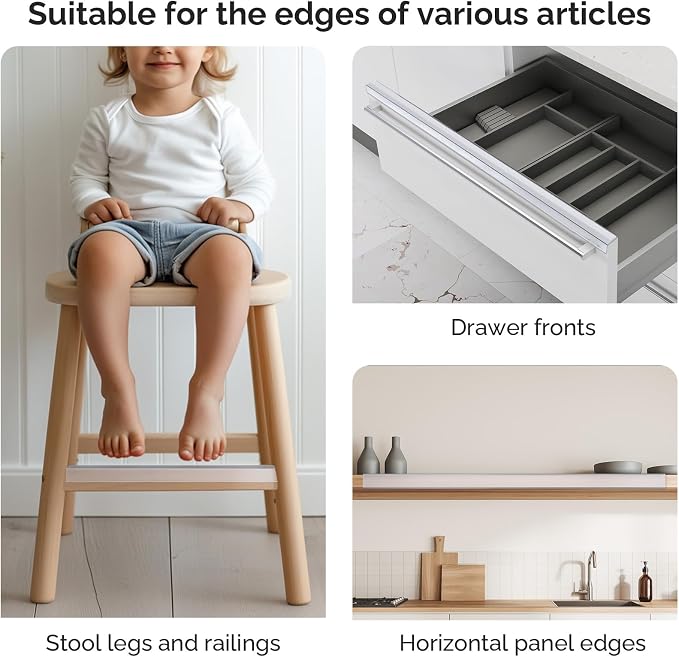 Magicheap 18" Length Cabinet Door Protector, 3/4" Thick, Transparent, 2 PCS | Snugly Fit, Flexible Slip-On, Plastic Cabinet Edge Guard Bumpers, Edge Protectors to Prevent Wear Chipping Discoloration