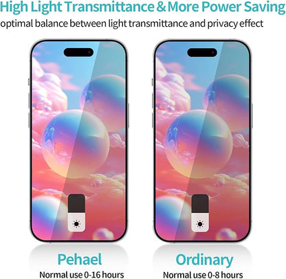 PEHAEL 2+2 Pack for iPhone 15 Privacy Screen Protector with Camera Lens Protector Full Coverage Anti-Spy Tempered Glass Film 9H Hardness Easy Installation Bubble Free [6.1 inch]