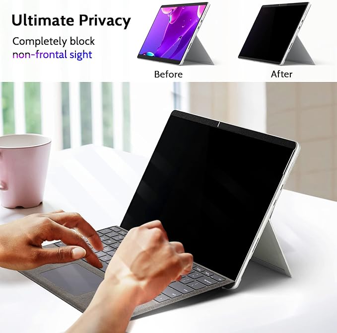 Peslv Magnetic Privacy Screen for Surface Go 4/3/2/1 10.5 Inch, Removable Anti Blue Light Glare Filter, Black Security Private Apy Block Protector