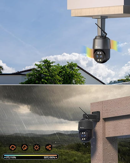 Ctronics [10X Hybrid Zoom] Dual-Lens 4K 8MP Security Camera Outdoor, Auto Tracking & Zoom, 2.4/5GHz WiFi, AI Human/Vehicle/Animal Detection, 256GB TF/Cloud/FTP/NAS Storage, Color Night Vision