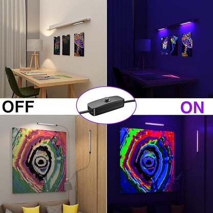 Onforu 4 Pack 10W LED Black Light Bar, 1ft, USB Blacklight Tube, Blacklight Bars with Switch, Black Light for Fluorescent Tapestry Poster, Cabinet, Glow Party, Halloween, Classroom, Body Paint