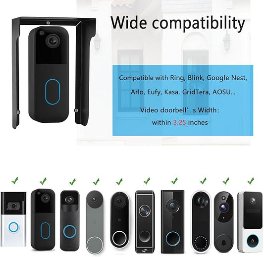 Metal Doorbell Cover Compatible with Ring/Blink/Google Nest/Arlo/Eufy/AOSU Doorbell, myQ Smart Garage Door Video Keypad Protector, Weatherproof Access Control Keypad Cover, Anti Glare