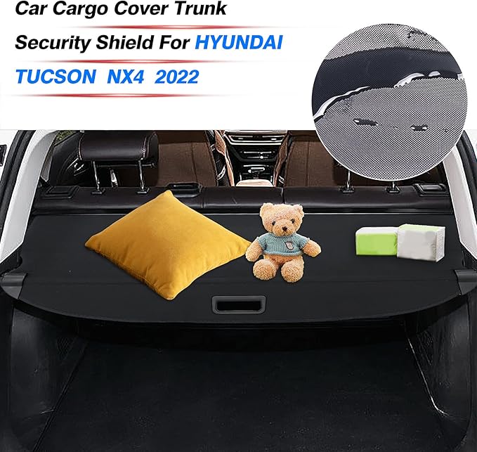 Powerty Cargo Cover for 2022-2025 2026 Hyundai Tucson Accessories, Trunk Cover Retractable Trunk Shielding Shade Cargo Luggage Cover for 2022-2026 Hyundai Tucson Black
