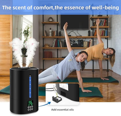 Coolfiqu 6L Humidifiers for Bedroom Large Room Home,Cool and Warm Humidifier for Baby and Plants Hot Mist Top Fill Desk Humidifiers Oil Diffuser,Quiet,Adjustable Mist,360°Nozzle-Black(2026 Upgraded)