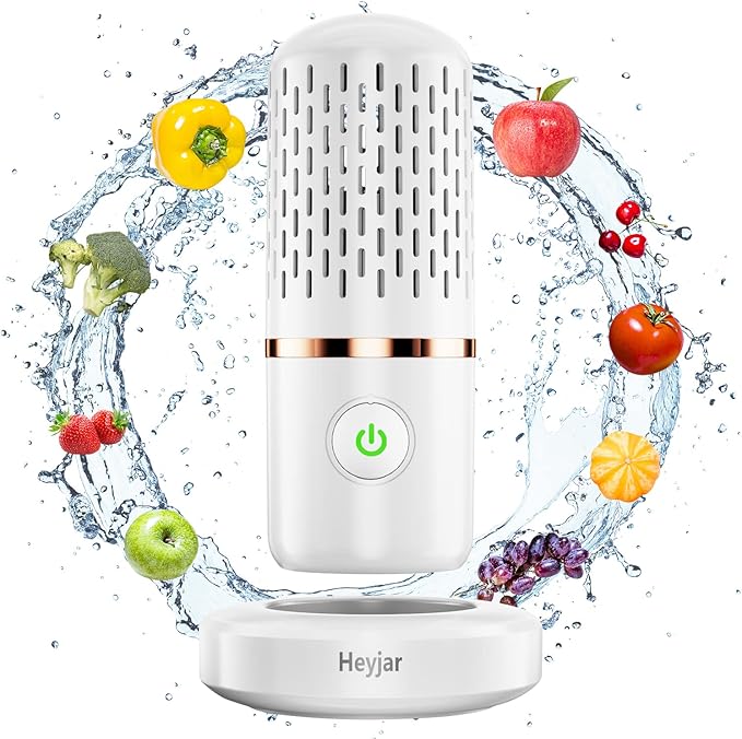 Fruit and Vegetable Cleaner,Portable Wireless Food Purifier,Fruit Washing Machine with OH-ion Purification Technology for Cleaning Fruit,Vegetable,Rice,Tableware (White)