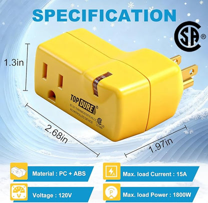 Temperature Controller Outlet for Heating Tapes and Pipes, Automatic Thermostat Plug with 38°F On / 50°F Off, Freeze Protection Outlet for Outdoors, 4pcs