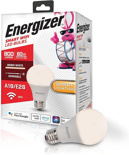 Energizer Connect Smart A19 LED Warm White Light Bulb with Voice Control and Remote Access Through Your Smartphone | Compatible with Alexa and Google Assistant