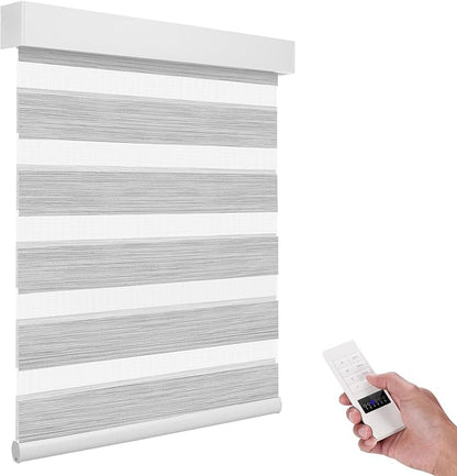 ACMEART Motorized Zebra Blinds,Smart APP & Remote Control 95% Blackout Shades,Compatible with Alexa,Custom Size Electric Window Blinds for Bedroom/Home/Office (Classical Light Grey)