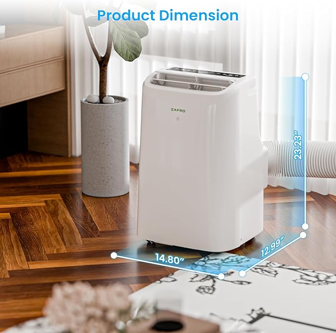 ZAFRO Portable Air Conditioners, 12000 BTU, 3 in 1 Portable AC with Drainage-free Cooling, Fan & Dehumidifier, Smart AC Unit with APP/Remote Control, 47dB Quiet, 24H Timer for Living Room, Bedroom