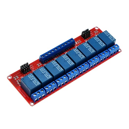 8-Channel 12V Relay Module with Optocoupler Isolation – High/Low Level Trigger Control for Arduino, Raspberry Pi, PLC – Industrial Automation, Smart Home DIY (Supports AC/DC Loads)