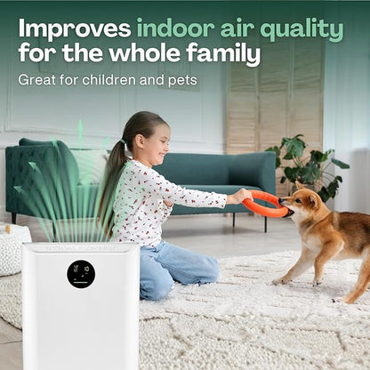 Air Purifier for Large Room - Up to 2775 ft² - Smart WiFi App - Ultra Quiet 24 dB - Air Purifiers for Home Pets - Removes Allergens, Smoke & Pet Odors - 99.97% Particle Filtration - Klarta Stor White