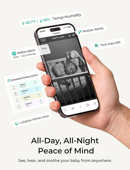 Dr.Care VistaView Lite Smart WiFi Baby Monitor - 4" 720P Split Screen & 1080P Camera App Control, Motion Alerts, HD Night Vision, Triple Security, 2-Way Talk, Video Recording, Multi-User