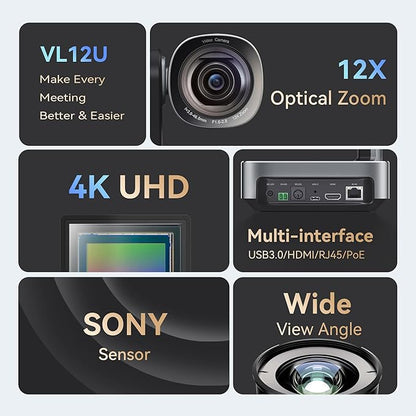 Tenveo PTZ Camera and Controller Bundle- 12X 4K PTZ Camera(2pcs) with HDMI/USB3.0/LAN(PoE) and PTZ Controller Joystick Keyboard Controller for Church Services Live Streaming Conference