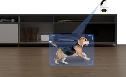 Lorex 2K Dual Lens Indoor Wi-Fi Security Camera | Auto-Tracking | 360° Pan-Tilt | Person & Pet Detection | IR Night Vision | 2-Way Talk | Call Button | Cloud & Local Storage (SD Card not Included)