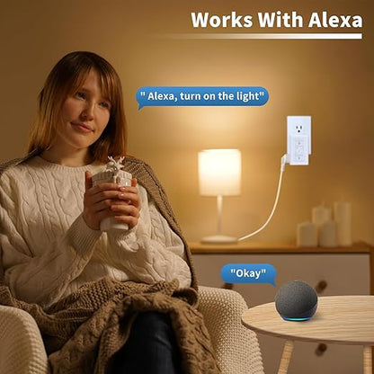 Plug in Lamp Dimmer Digital Light Switch for Dimmable LED/CFL Lights and Incandescent/Halogen, White - No Remote