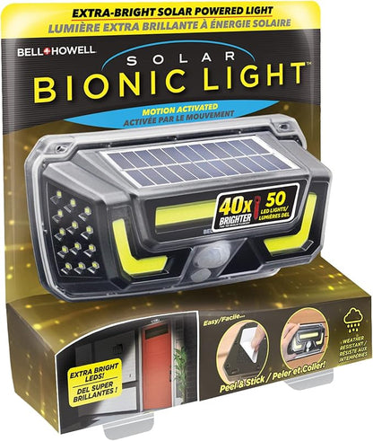 Bell Howell Solar Bionic Wall Light Solar Lights Outdoor with Motion Sensor (White Light 6500K)
