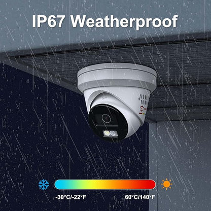 Anpviz 8MP IP PoE Camera, Strobe Light and Audio Alarm, Metal Turret 4K Security Camera Outdoor, 2 Way Audio, Color Night Vision, Human/Vehicle Detection, IP67 Waterproof, 2.8mm Lens, IPC-D3683WD-SA