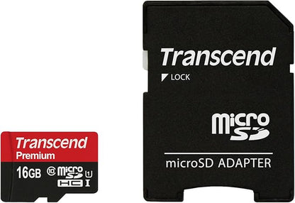 Transcend 16GB MicroSDHC Class10 UHS-1 Memory Card with Adapter 60 MB/s (TS16GUSDU1)