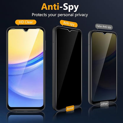 [2 Pack]Asstar for Privacy Screen Protector for Samsung Galaxy A15 5G 6.5",9H Shatterproof Tempered Glass Screen Protector for Samsung Galaxy A15 5G Case Friendly Accessories Military-Grade Protection