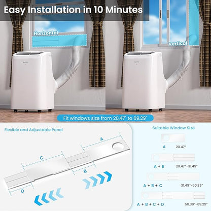 ZAFRO Portable Air Conditioners, 10000 BTU, 3 in 1 Portable AC with Drainage-free Cooling, Fan & Dehumidifier, Smart AC Unit with APP/Remote Control, 47dB Quiet, 24H Timer for Living Room, Bedroom