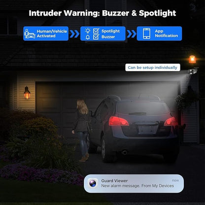 Hiseeu [Human Vehicle Detect] 5MP PoE Camera, IP Camera Outdoor, 2 Way Audio, Spotlight&Sound Alarm, IP67 Waterproof, Remote Access, No Monthly Fee, Work w PoE NVR