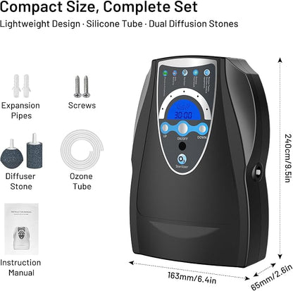 Ozone Machine Generator, 500mg/h Portable Ozone Machine for Home, Kitchen, Office, Cleaning Water, Fruits and Vegetables,Multifunctional with Timer, Black