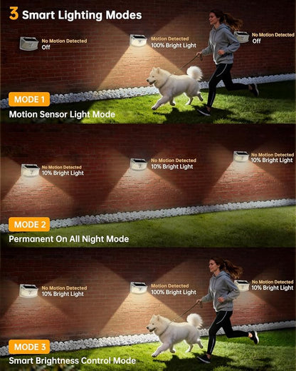 Aootek Solar Motion Sensor Lights Outdoor 120 LEDs, White, 2 Pack | Lights Reflector, 270° Wide Angle, IP65 Waterproof, Step Lights For Front Door, Yard, Garage, Deck