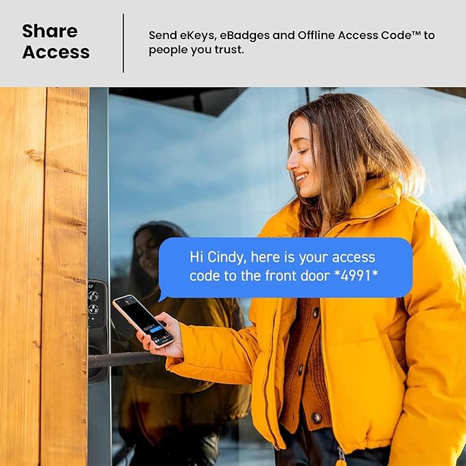 Lockly Secure Plus, Bluetooth Smart Door Lock, Keyless Entry Door Lock with Handle, PIN Genie® Keypad, 3D Biometric Fingerprint Sensor