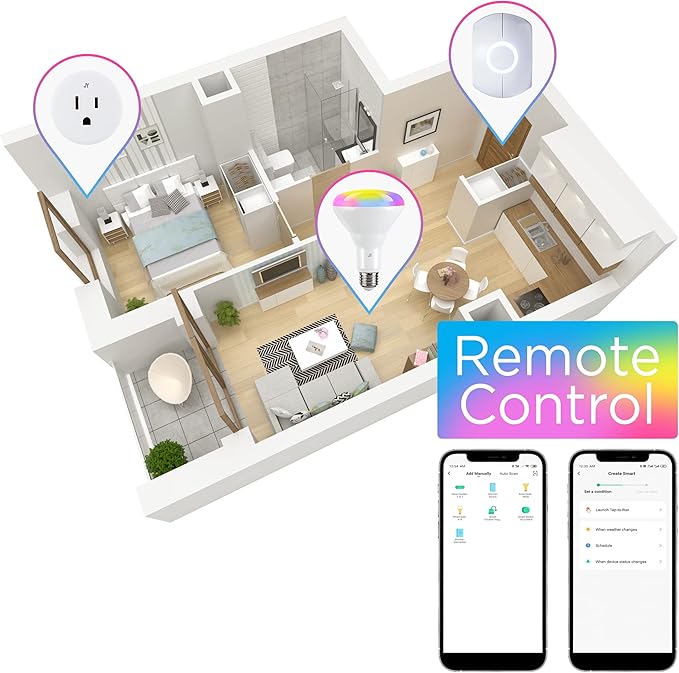 eyely BLA2001A Smart BR30 Dimmable Light Bulb, Color Changing LED, No Hub Required, WiFi Remote App Control, Alexa, Google Home Assistant Compatible, Set of 2