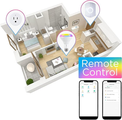 eyely BLA2001A Smart BR30 Dimmable Light Bulb, Color Changing LED, No Hub Required, WiFi Remote App Control, Alexa, Google Home Assistant Compatible, Set of 2