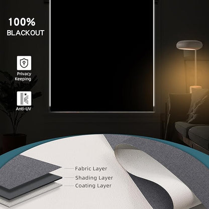 Smart Blinds,Motorized Blackout Shades for Windows,Compatible with Alexa,Google Home,Automatic Blackout Roller Shade,Rechargeable Battery Shades,Dark Anchor Grey