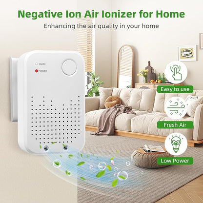 Plug-in Air Ionizers,2 Pack Cat Litter Odor Filterless,Quiet Portable Plug In Air Purifiers for Bedroom,Kitchen, Bathroom, Office,Air Freshener for Pet Odor