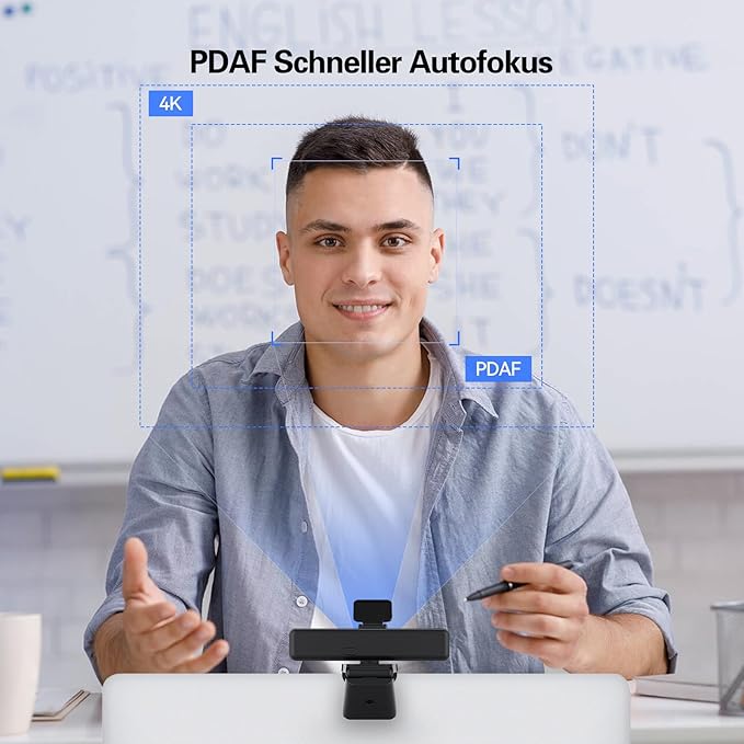 Angetube 914Max 4K Webcam - 120° Wide Angle PC Streaming Camera, PDAF Autofocus, Dual Noise Reduction Microphones, 1080p@60FPS, Compatible with Laptop, Mac, Teams, Desktop