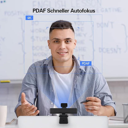 Angetube 914Max 4K Webcam - 120° Wide Angle PC Streaming Camera, PDAF Autofocus, Dual Noise Reduction Microphones, 1080p@60FPS, Compatible with Laptop, Mac, Teams, Desktop