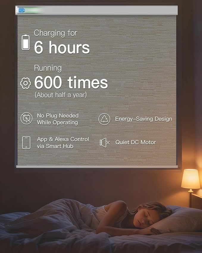 Tokblind Motorized Roller Shade with Remote Control, Blackout Electric Shade for Windows Compatible with Alexa Google via Hub, Rechargeable Smart Window Blind for Home Office (Texture Light Coffee)