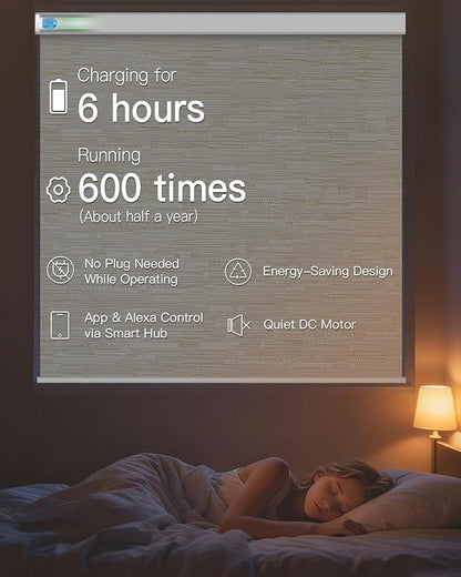 Tokblind Motorized Roller Shade with Remote Control, Blackout Electric Shade for Windows Compatible with Alexa Google via Hub, Rechargeable Smart Window Blind for Home Office (Texture Light Coffee)
