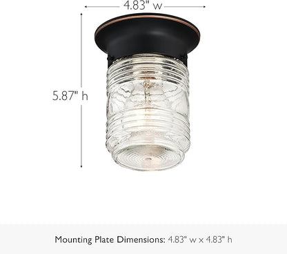 Design House Jelly Jar Ceiling Light, Indoor/Outdoor, Flush Mount, Dimmable, Uses (1) 60W Bulb, Oil Rubbed Bronze, 4.8 in Diameter x 5.9 in H, 587238