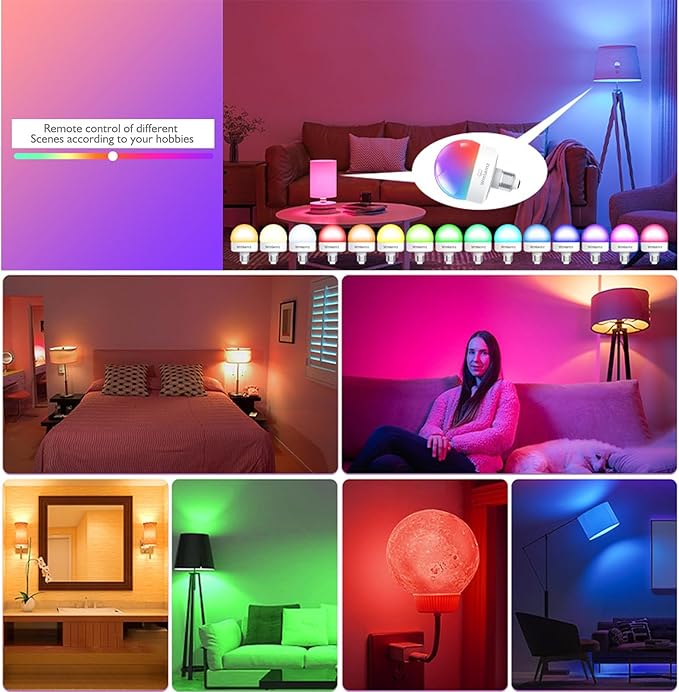 Rechargeable Smart Light Bulbs, with Remote E26/E27 LED Emergency Lightbulbs RGBCW Color with Timer Dimmable for Wall Wireless Sconce (Color : 1 Packs)