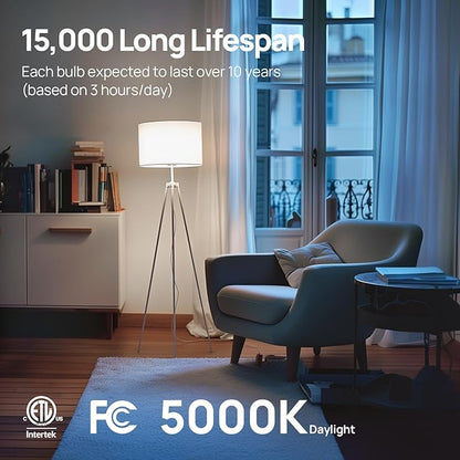 Linkind A19 LED Light Bulbs Dimmable, 100W Equivalent Light Bulbs, 16W, 5000K Daylight, 1600 Lumens LED Bulbs, E26 Standard Base, 120V, Lighting for Bedroom Living Room Home Office, 6 Packs